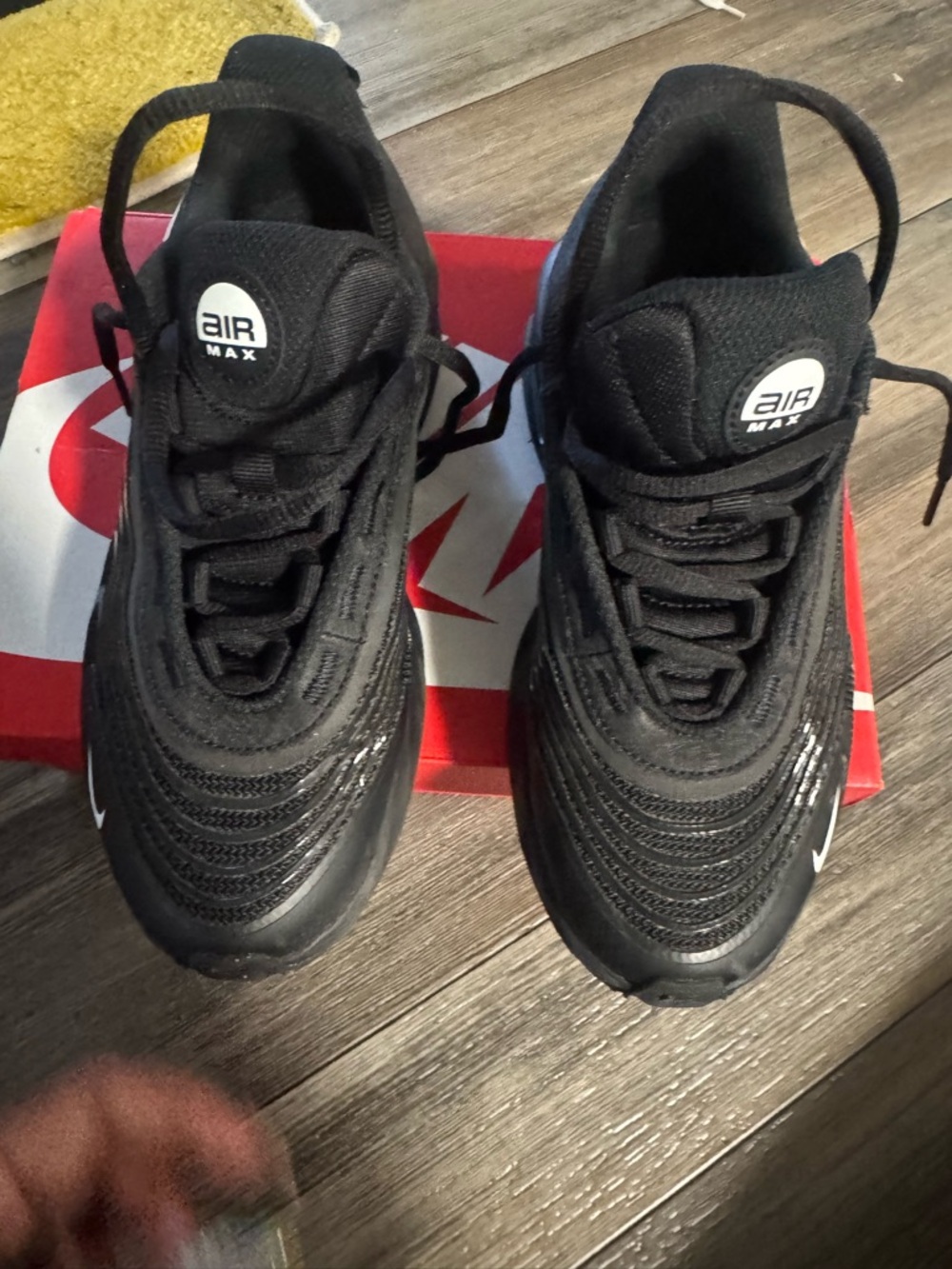 Nike Black Air Max  fire Sneakers with White Logo Accents